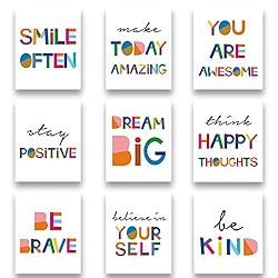 HPNIUB Watercolour Words Inspirational Quote Kids Wall Art