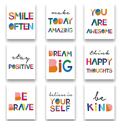 Watercolor Words Inspirational Quote Modern Minimalist Typography Art Print Set of 9…
