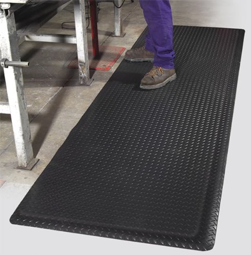 Supreme Diamond Foot Anti Fatigue Floor Mat Black - 3'x10'x11/16in