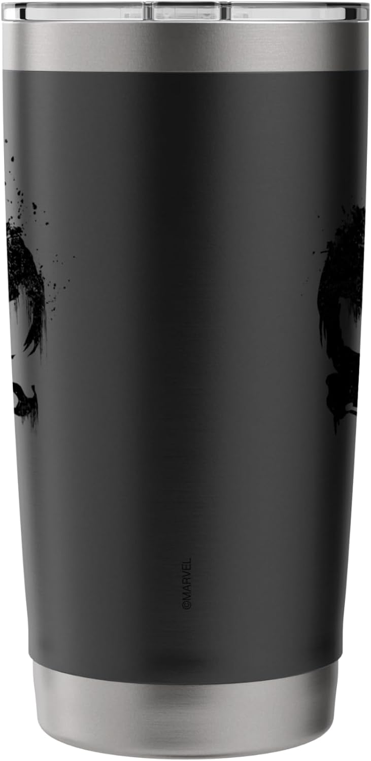 Marvel The Punisher Black Ink Splatter Skull Logo Stainless Steel Insulated Tumbler - Image 2