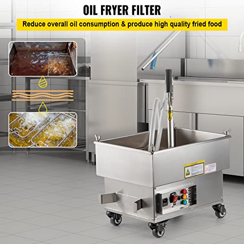 Vevor Mobile Fryer Filter 44Lb. Capacity Oil Filtration System 300W Fryer Filter Frying Oil Filtering System 110V/60Hz (Oil Capacity 22L/5.8 Gallon) #TOP1