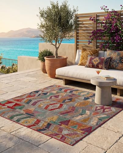 Alfombra Moderna Exterior 6 Ft Cuadrada Multicolor miniatura 4