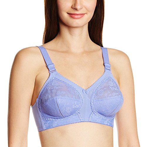 Image of Triumph International Doreen Bra For Women Non Wired Non Padded Wireless Bra Full Coverage Raschel Lace Lingerie Classic High Center Bridge Support Wide Straps Big Cup Bra for Larger Busts Pack Of 1