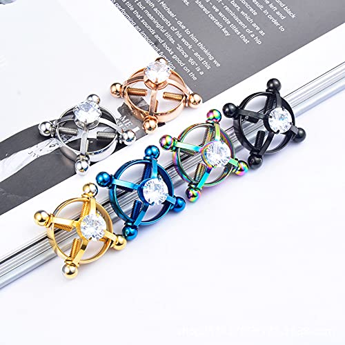 2Pcs Fake Nipple Rings For Women, Surgical Steel Nipple Rings Cubic Zirconia Body Piercing Jewelry Shield Barbell Ring Bar Body No Piercing Jewelry For Women(Each Is About 7.9 G). (Silver 2Pcs, Stainless Steel) #TOP4