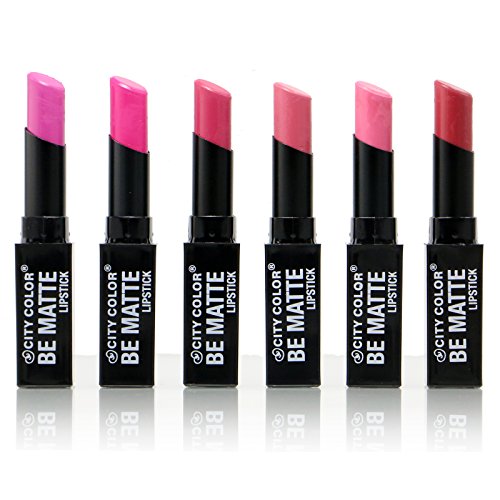 6PC City Color Matte Lipstick Perfect shades of Pink set of 6 color #L0021E
