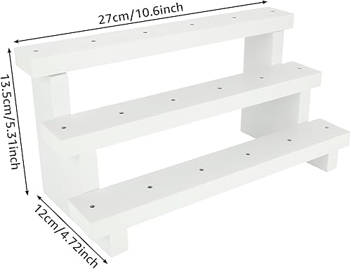 Miniatura 2 de CertBuy 2 soportes de madera para tartas de 3 niveles y 17 agujeros, soporte de exhibición para tartas de 0.16 pulgadas, soporte de exhibición de