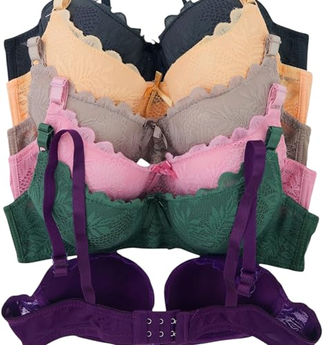 Image of ToBeInStyle Women's Pack of 6 Padded Assorted Styles Supportive Bras Cup Size - A to DDD