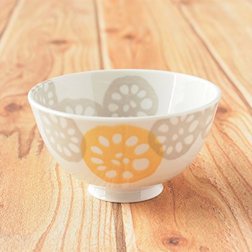 Minoru Touki Pottery renkon Light Japanese Rice Bowl Pair Set φ4.56×H2.56in 24.37oz×2 Made in Japan