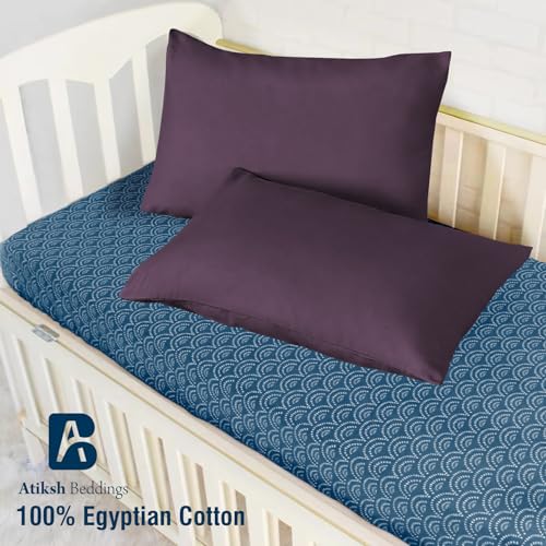Image of Atiksh Beddings Pack of 2 13x18 Inch Toddler Travel Pillow Cases - 100% Soft Egyptian Cotton, 600 Thread Count with Zipper Closure for Small Travel Pillowcase Cover, Plum