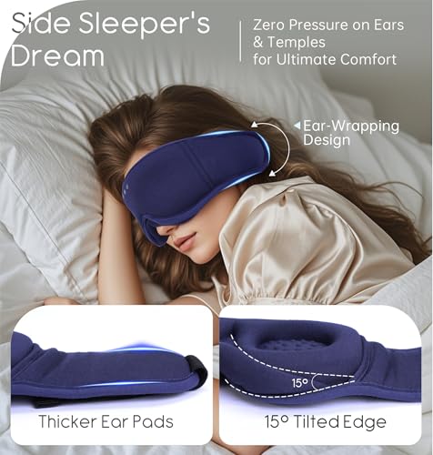 (Campaign lD:36GUC2AWAMX5S,Commission rate:10%, Budget:5000)Sleep Mask with Headphones Bluetooth 5.4, TOPOINT 3D Eye Mask Blackout with Soft Bamboo Cotton for Side Sleepers Women Men, Sleep Headphones Earphones HD Speaker Microphone for Travel Meditation - image 5