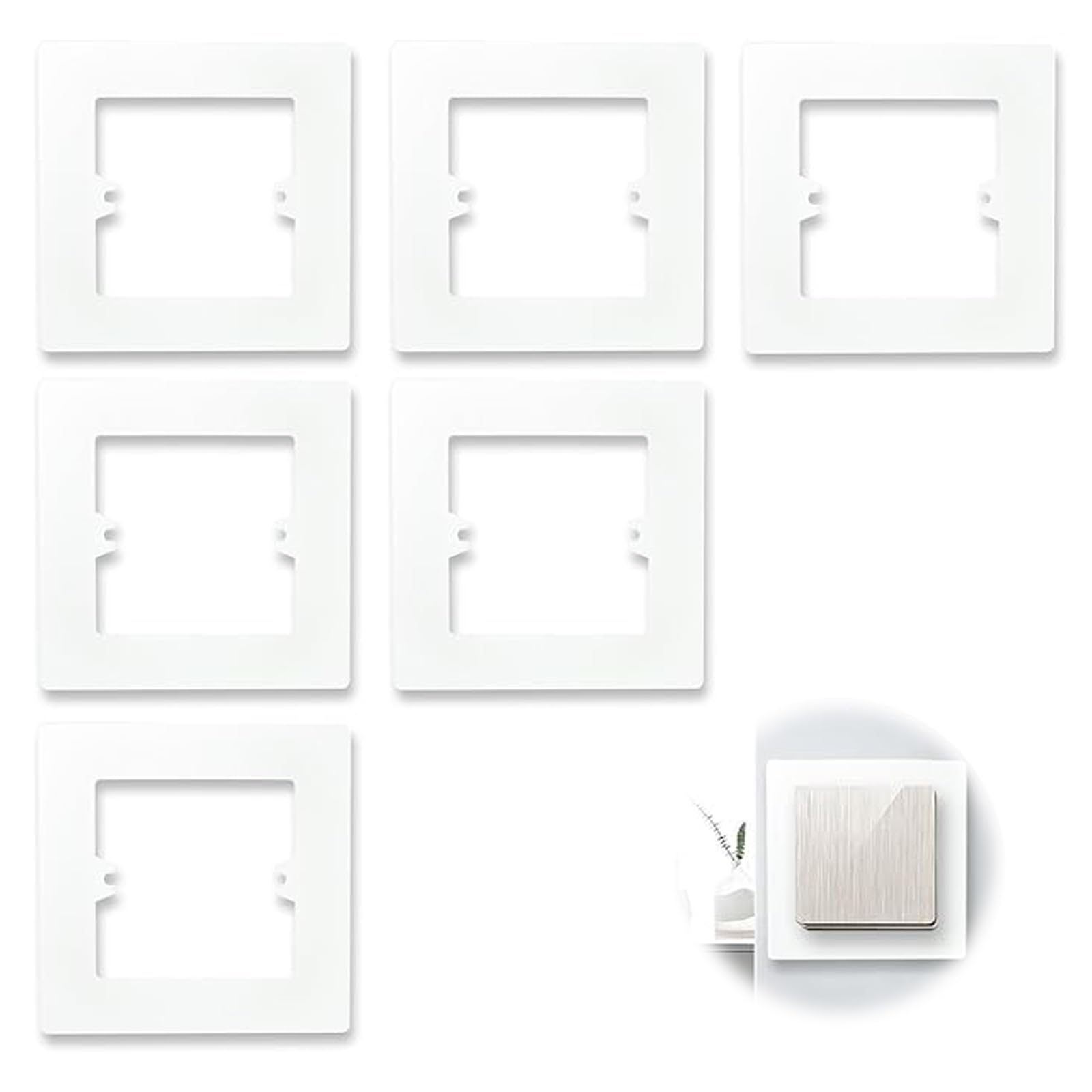 6 Pcs Light Switch Cover Single Light Switch Surround Cover Plates Wall Protector, Electrical Plug Socket Wall Cover Decorate, Electrical Plug Socket Wall Protector Spacer Plug Socket Wall Mounted