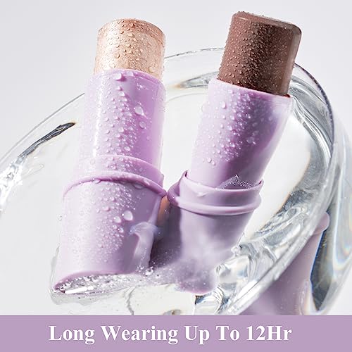 Luxaza 2Pcs Makeup Stick With Highlighter & Bronzer Moisturizer Illuminator For Face Brightens Hydrates And Contouring Pen Moisture Eyes Lips Cheeks #01 #TOP2
