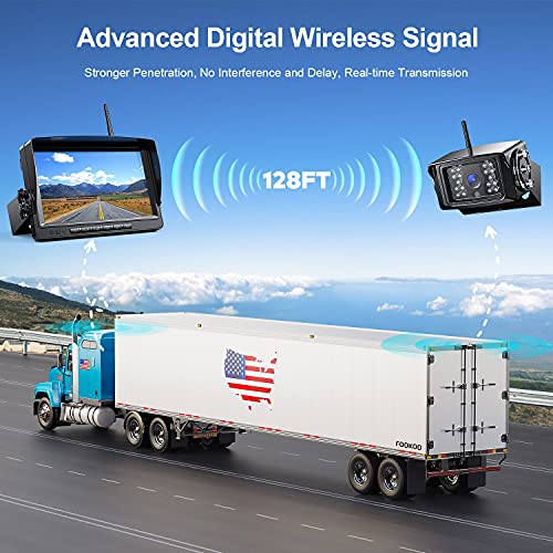 Image of Fookoo 1080P 9 inch Wireless Backup Camera System, 9 inch HD Dual /Quad Split Monitor with Recording, IP69 Waterproof Rear View Front View Cameras with Parking Lines, Suits for RV /Truck /Trailer /Van /Bus(DW902)