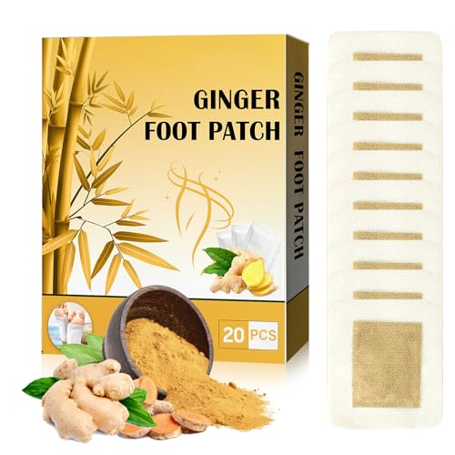 Foot Pads | 20PCS Ginger Deep Cleansing Foot Pads for Better Sleep and Stress Relief | Bamboo Patches with Natural Bamboo Vinegar and Ginger Powder Premium Ingredients for Foot and Body Care