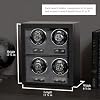 ROTHWELL 4 Watch Winder for Automatic Watches with Quiet Motor with Multiple Speeds and Rotation Settings (Black/Grey)