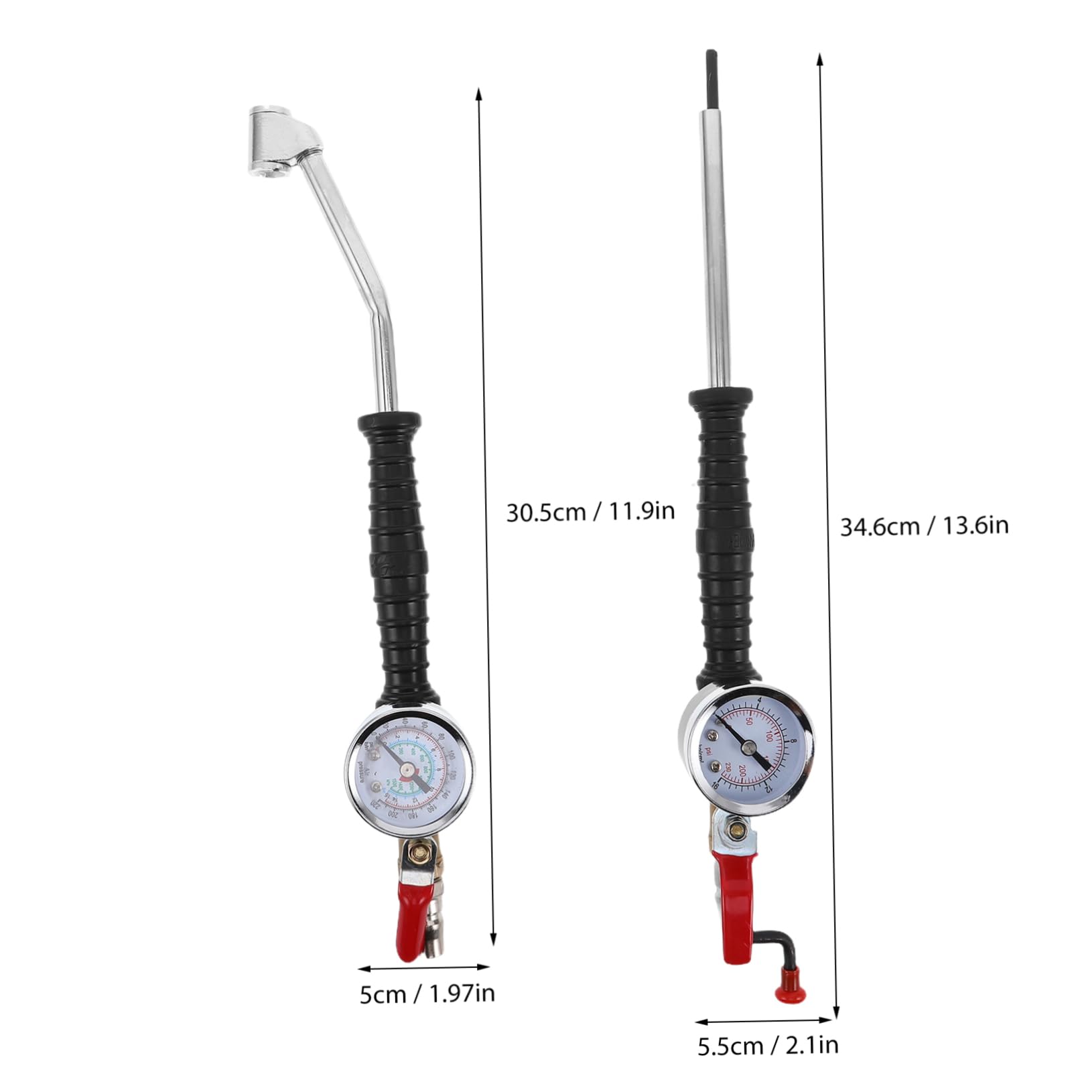 ABOOFAN Gonfleur de Pneus de Voiture avec Manomètre, Connecteur Compact en Fer, 2 Pièces, pour Compresseur D’air, Gonflage Rapide des Pneus
