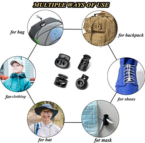 Txsn 30Pcs Plastic Cord Locks Spring Stopper Fastener Toggles For Drawstrings, Paracord, Bags, Shoelaces, Clothing And More, Double Holes #TOP4