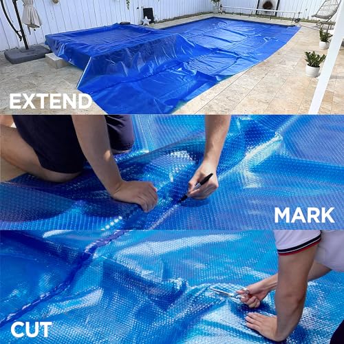 Solar Pool Cover for Inground and Above Ground Pools - 18' x 36' Rectangle 12 Mil Solar Blanket for Inground Pool, Blue