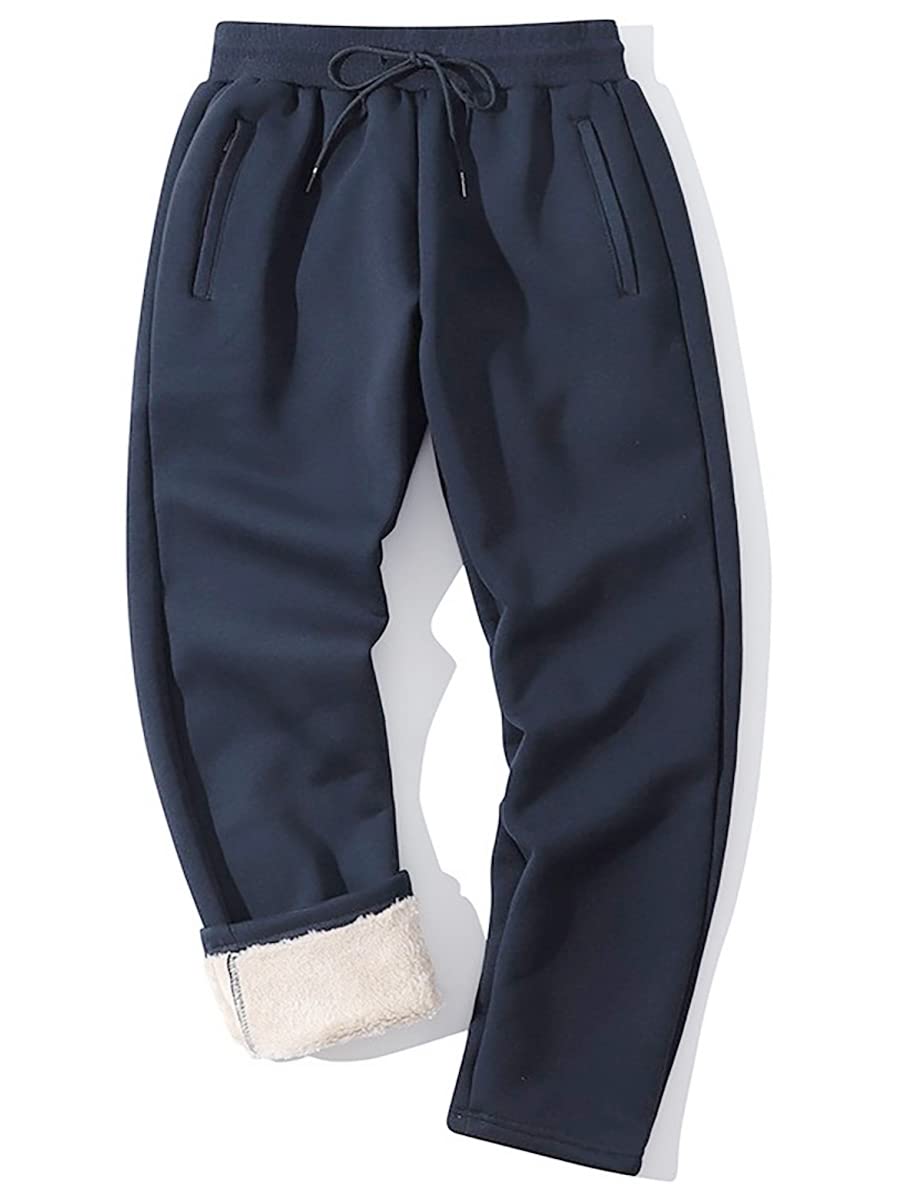 Yameekamulga Mens Winter Fleece Pants Sherpa Lined Sweatpants Active Athletic Running Jogger Track Causal Pants