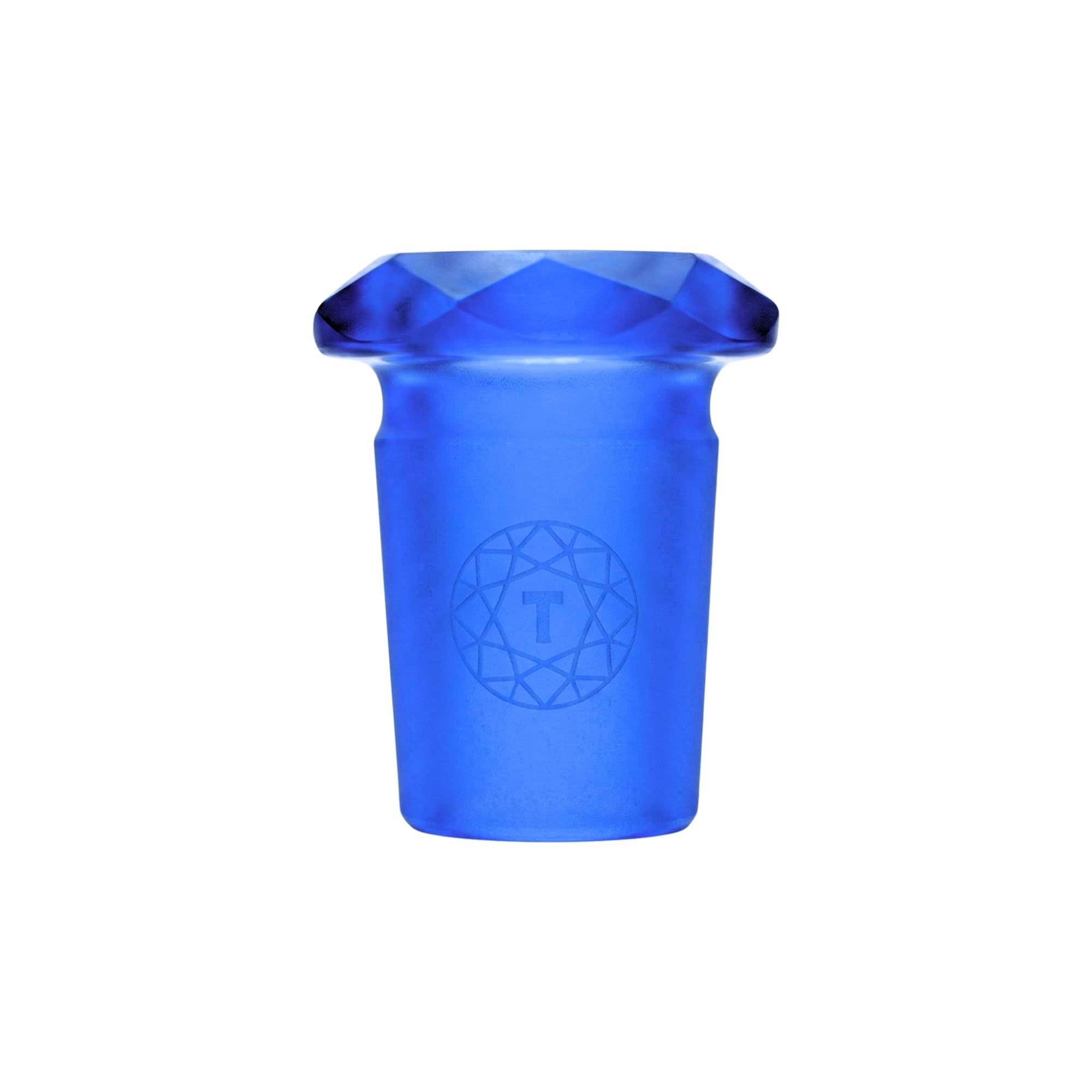 Borosilicate Glass Faceted Reduction Adapter (Single) | Laboratory Glassware Connector | 18mm Male to 14mm Female Scientific Glass Adapter | Terporium Lab Glassware | Blue
