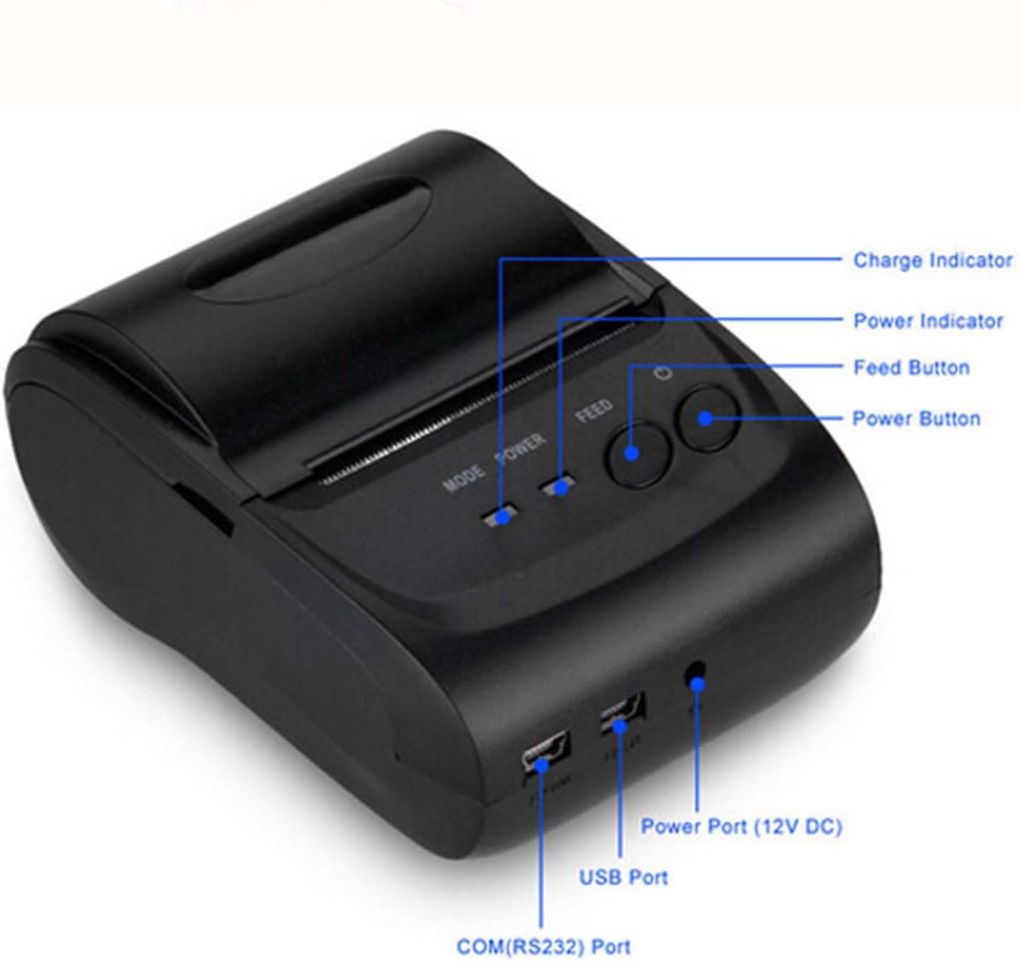 GOWENIC USB Receipt Printer, 58mm Shipping Label Printer with 1500mAh Battery Portable Bill Printer for Restaurant Logistics (US Plug)