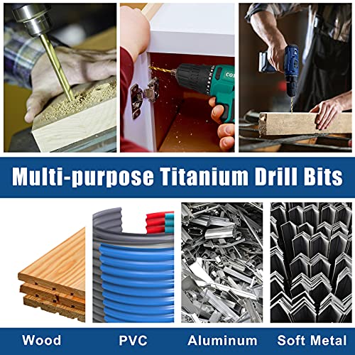 Comoware Impact Drill Bit Set - 21 Pcs Hex Drill Bit Set, Titanium Drill Bit Set, Hss Quick Change Impact Driver Drill Bit Set For Wood, Plastic, Aluminum Alloy, Metal, 1/16"-1/2" #TOP4