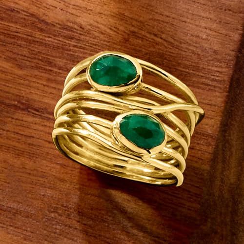 Image of Ross-Simons Gemstone Highway Ring in 18kt Gold Over Sterling