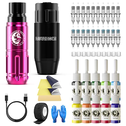 Wormhole Tattoo Kit, Tattoo Machine Kit for Beginner,Tattoo Machine Kit Professional Complete with Tattoo Cartridge Needles/Tattoo TK515 by Wormhole