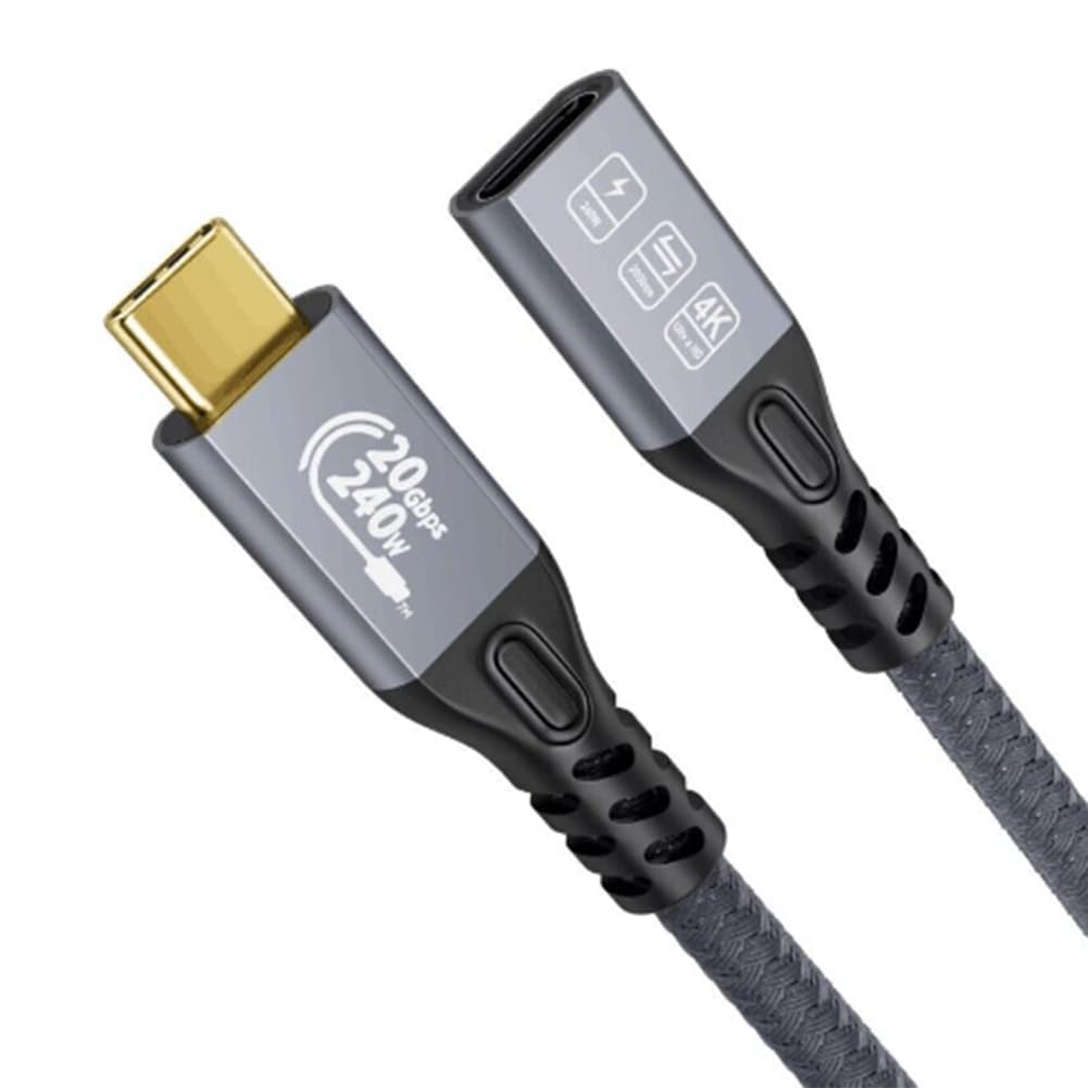 Cable de Extensión USB 4K Cable Tipo-C Extensión Macho A Hembra Ultra HD 20Gbps 240W Línea de Transmisión HD Rápida de Datos 2m