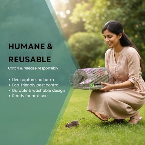 Image of Pestezy Rat Trap|Mouse Trap Cage Large Round Mouse cage |Pinjara for Continuous Catching of Big & Small Rats, Mice Ghoose Big Iron cage Strong & Durable Construction for Home, Office, Warehouse use