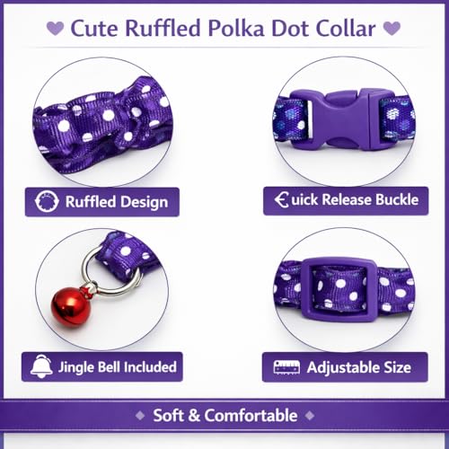 Image of Emily Pets Cute Cat Collar for Girl Boy, Colorful Breakaway Cat Collars with Bell, Adjustable Printed Nylon woth Safety Buckles Kitten Collar (Color May Vsry, 1 Piece)