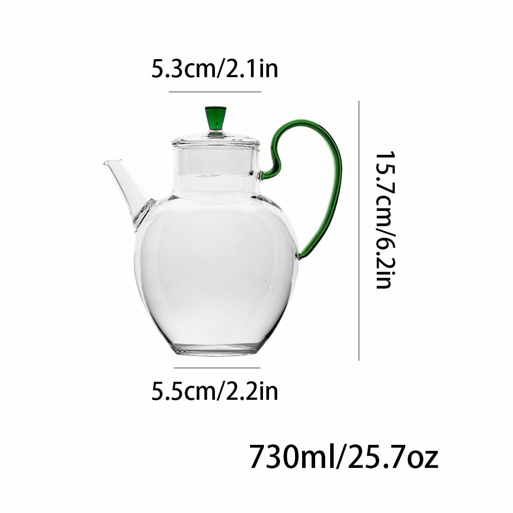 Czajnik do herbaty Klasyczny domowy czajnik z uchwytem bocznym Szklany czajnik do herbaty Jednoczajnikowy zestaw do parzenia herbaty o dużej pojemności z pokrywką 730 ml/25,7 uncji Łatwy w użyciu (G