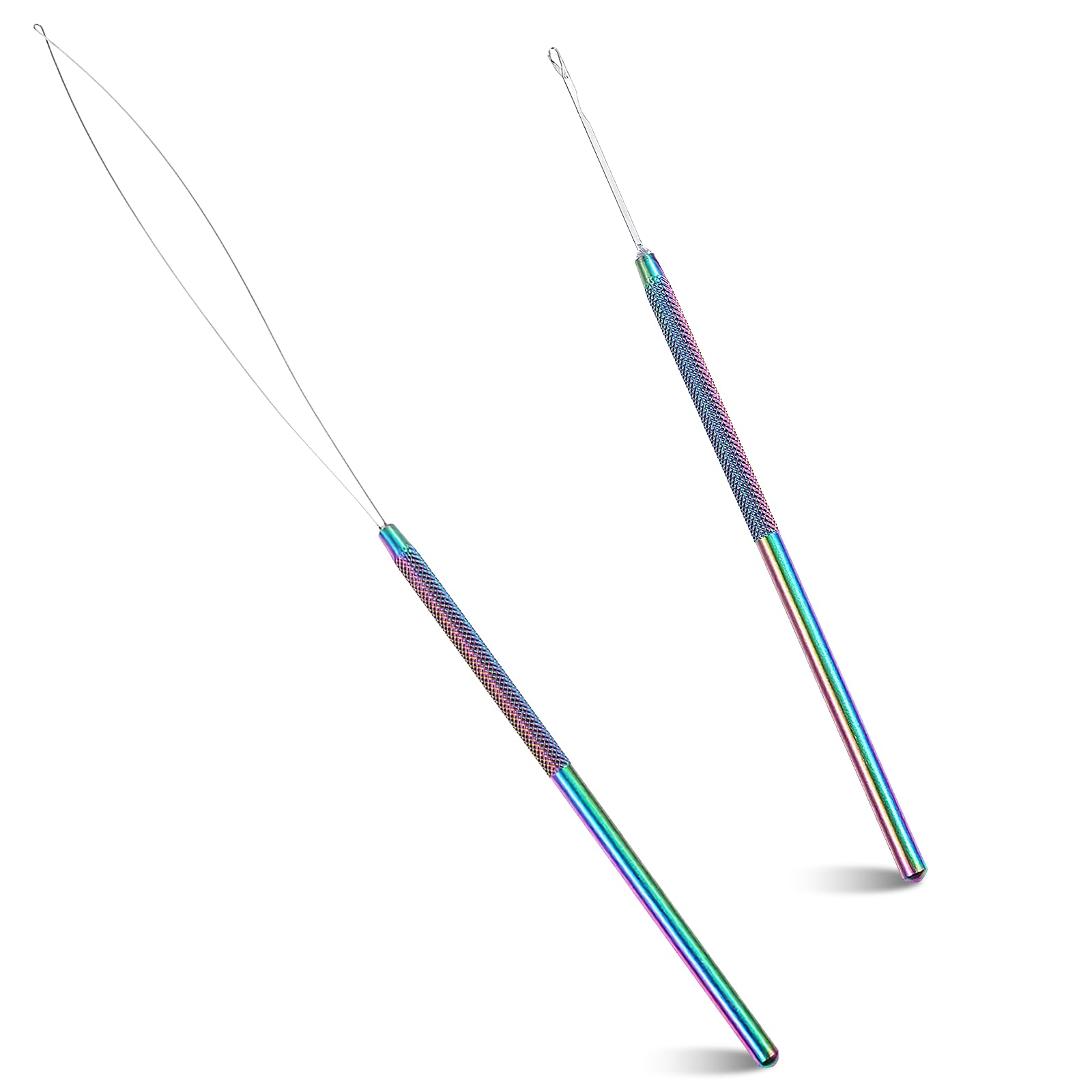 2Pcs Hair Extension Loop Threader, Shimmeroo Stainless Steel Hair Tinsel Tool Wire Pulling Hook Tools and Wire Beads Device Tools