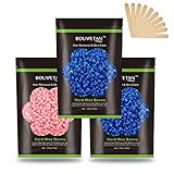 Wax Beads for Hair Removal, Auperwel Hard Wax Beans for Brazilian, Face, Bikini, Eyebrow, Legs, At Home Painless Waxing Beads 10.5oz for Women Men 3 packs