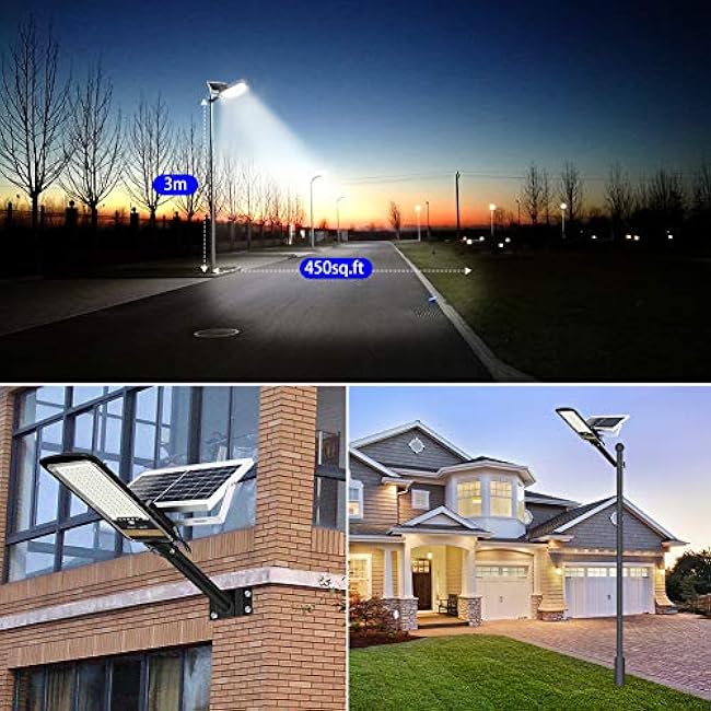 Solar Street Lights Outdoor Lamp, 16000lm IP67 Waterproof Light with Anti Broken Remote Control Mounting Bracket, Dusk to Dawn Security Led Flood Light for Yard, Garden, etc.