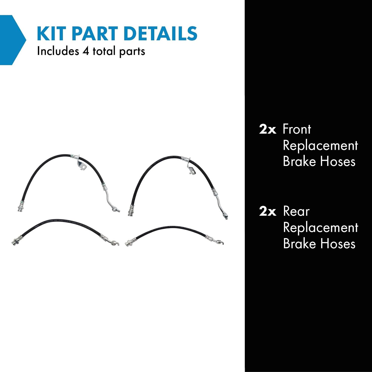 TRQ Brake Hose Set Compatible with 2010-2018 Hyundai Tucson 2011-2016 Kia Sportage