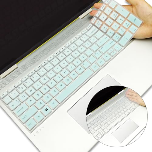 YongMai 2Pcs Silicone Keyboard Cover Skins for 15.6" HP Laptops, 15-BS013DX 15-BS020NR 15-BS020WM 15-BS033CL 15-CB010NR 15-CB071NR 15-CC010NR 15-CC020NR 15-CC063NR 15-CC064NR 15-CC065NR (Green+Clear)