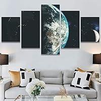 SIGNWIN 5 Panel Canvas Wall Art Modern Art Astronomy & Space Colorful Cosmic Decorative Elements Multicolor Photography for Home Decorations Ready to Hang - 60