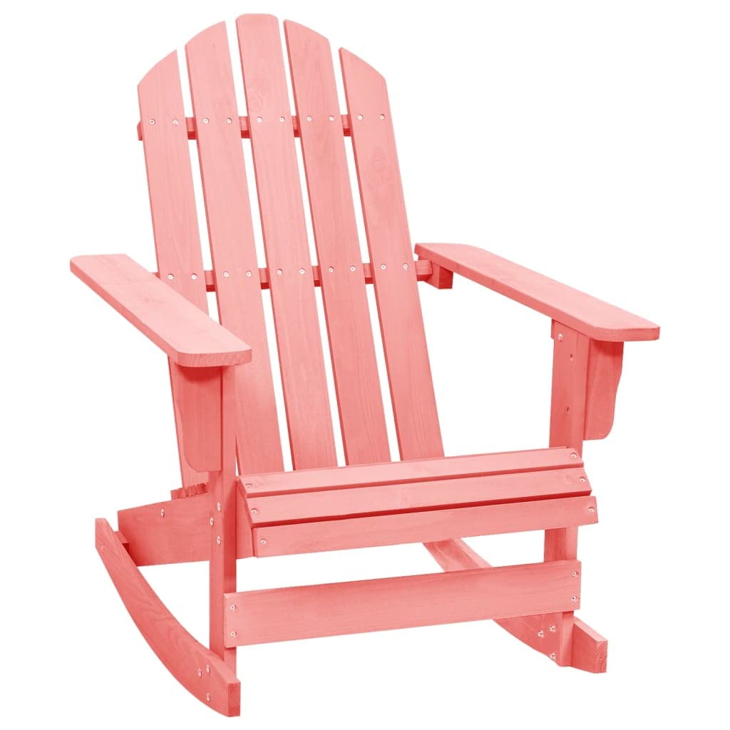 vidaXL Solid Fir Wood Garden Adirondack Rocking Chair Outdoor Patio Seating Garden Armchair Seat Terrace Backyard Balcony Furniture Pink