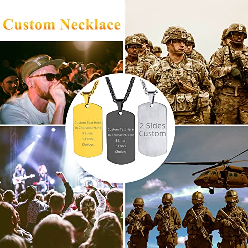 Supcare Individualisiert Herren Dog Tag Kette, Personalisiert Erkennungsmarke mit Gravur Option, Hypoallergen Medizinisches 316L-Stahl, Personalisierte Kette Herren für Vatertag und Weihnachten