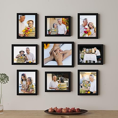 Image of Art Street Large Collage Wall Photo Frame Individual Picture Frame Set For Living Room, Decorative Wall Hanging Home Decor - Set Of 9 (6x8, 8x10 Inch, Black)