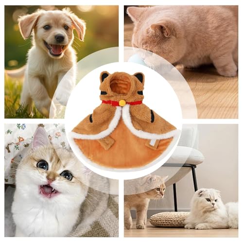 Disfraz de tigre para gato y capa de invierno con capucha para mascotas 6