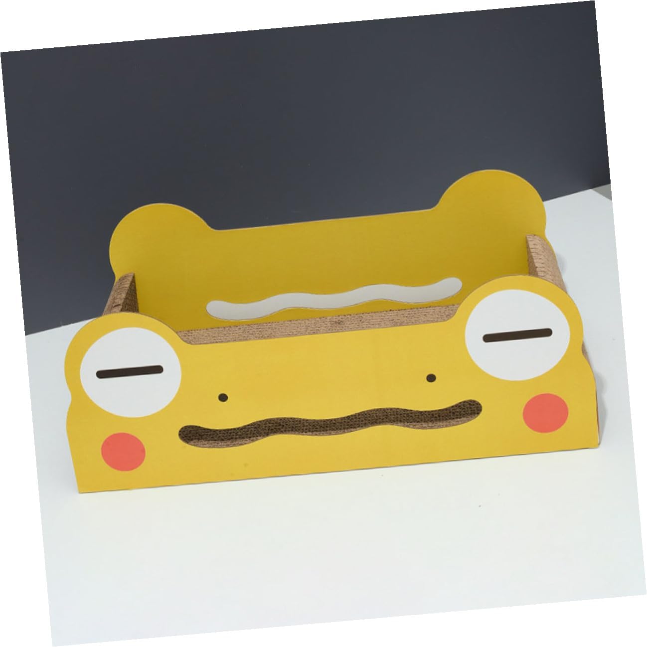 Yardwe Cat Scratching Board Large Space Corrugated Cardboard Cat Scratcher Pad with Cartoon Amphibian Pattern Small Size and Kitty Playhouse