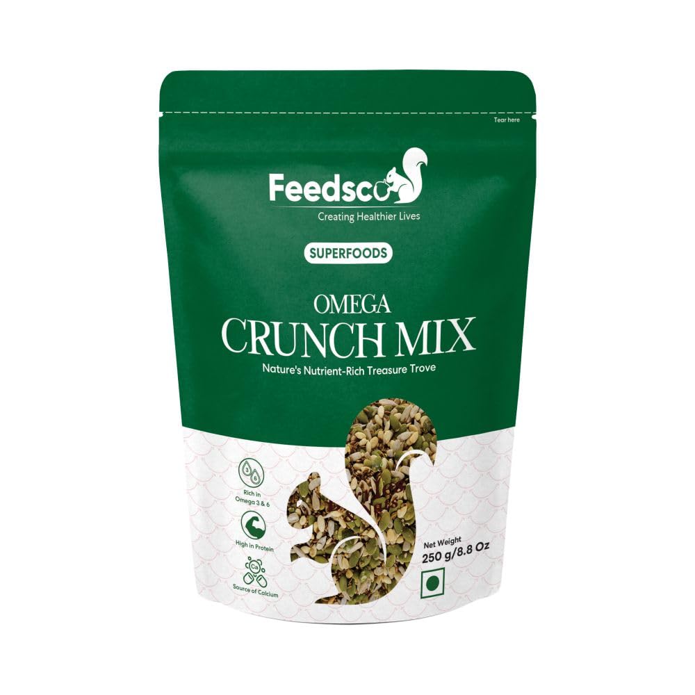 Feedsco Omega Crunch Mix Seeds 250g - Rich in Iron and Calcium Seeds for Eating - Source of Calcium - Healthy Snack 100% Natural Healthy Seeds - Pack of 1 (B0CJFXZ3PT) Amazon Price History, Amazon Price Tracker