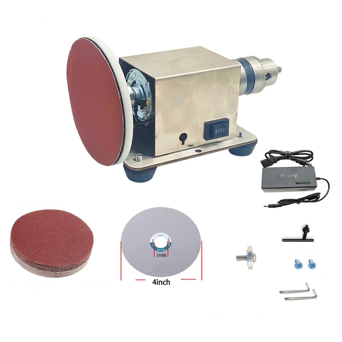 Bench Grinder 4 inch High-Speed Grinding Tool with Maximum 6000 RPM Durable and Reliable for Sharpening and Grinding (Drill Clamps + Diamond Blades + Sandpaper Discs Set)