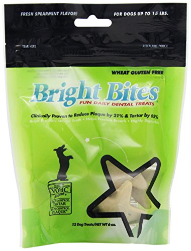 Bright Bites Daily Dental Dog Treats, Tasty Spearamint Small (4 Packs Of 12 Treats)