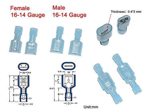 Cofufu 240 Pcs Fully Insulated Male/Female Spade Wire Crimp Quick Disconnects Wire Terminals Connector Set