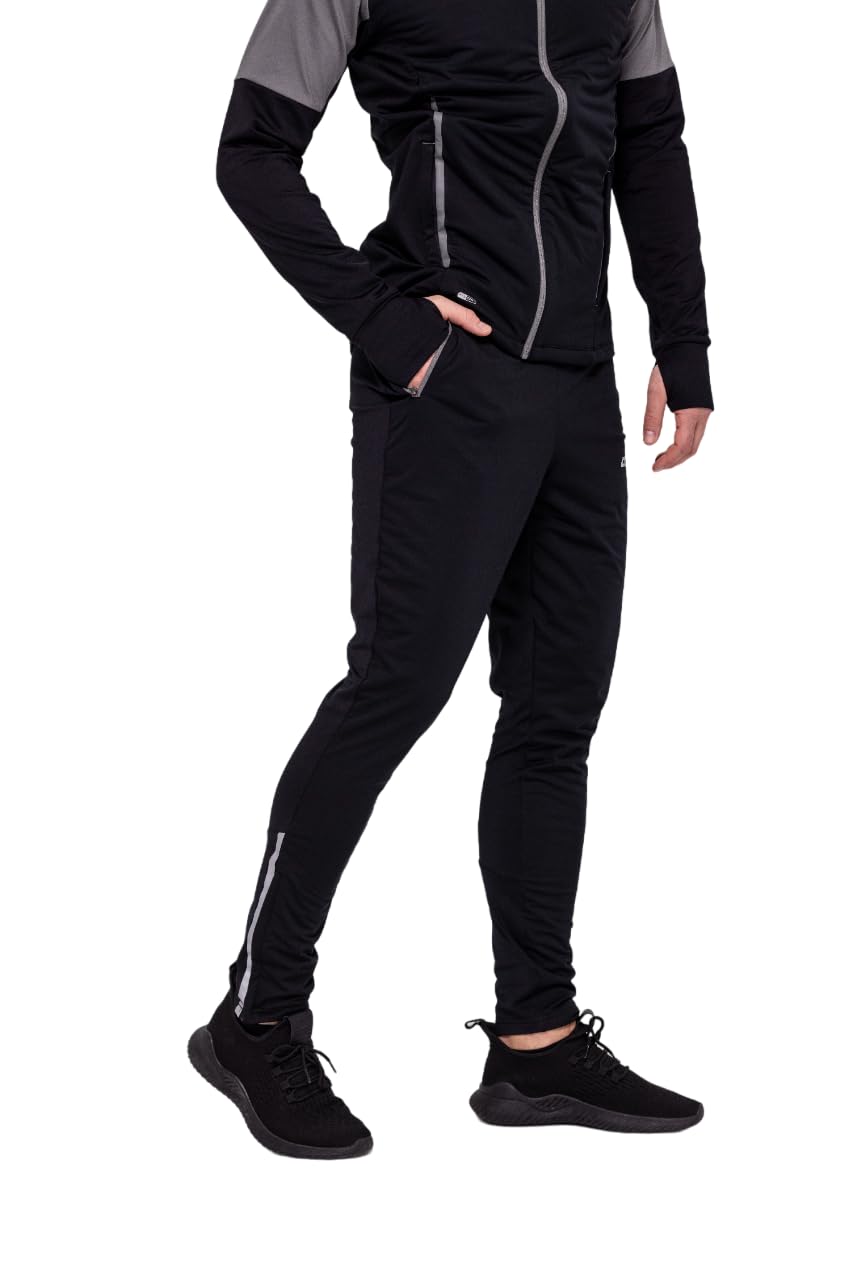 Airtracks Pantalones largos de invierno para hombre Pro Team – Pantalones térmicos para correr – Mallas de correr – cálidas – transpirables – Reflectores