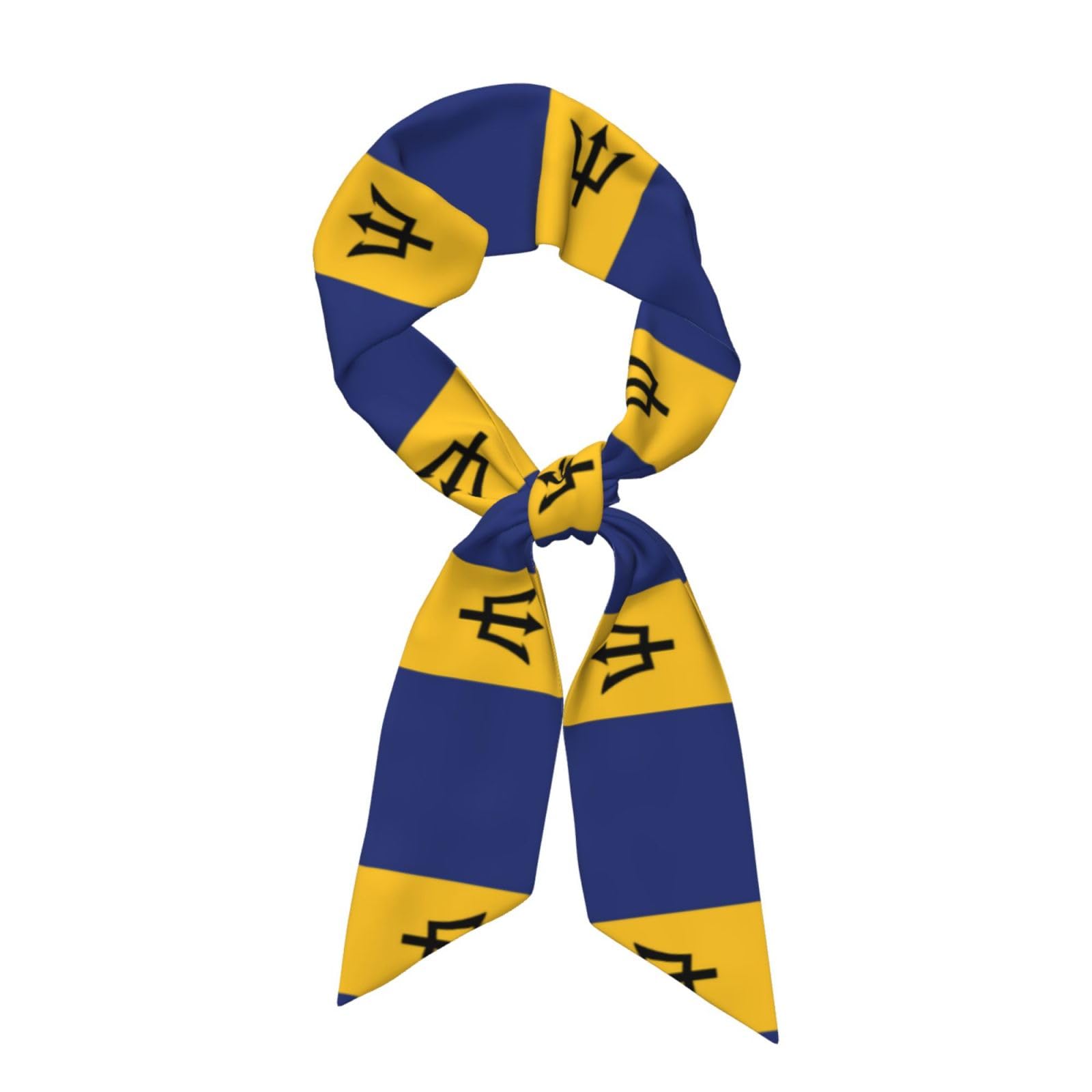 WZYWHJ Flag of Barbados Pattern Women's long strip silk scarf, soft and silky satin headscarf