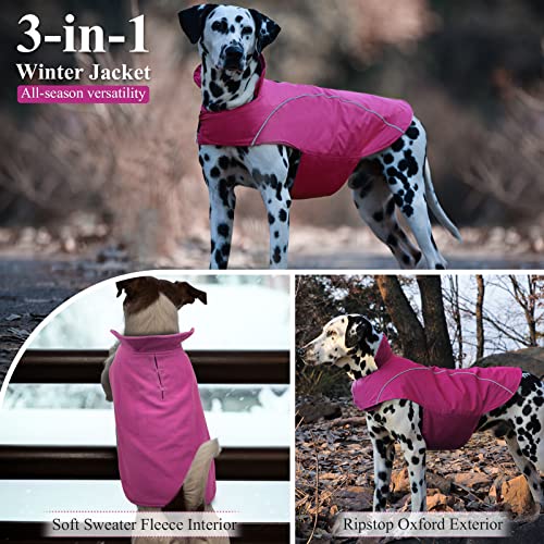 VIVAGLORY 3-in-1 Dog Coats Lined with Fleece, Reflective Water-Resistant Cold Weather Dog Coats, Dog Winter Coats for Puppy Small Dogs, Wind Breaker, Warm Sweater with Leash Portal VIVAGLORY 3-in-1 Dog Coats Lined with Fleece, Reflective Water-Resistant Cold Weather Dog Coats, Dog Winter Coats for Puppy Small Dogs, Wind Breaker, Warm Sweater with Leash Portal
